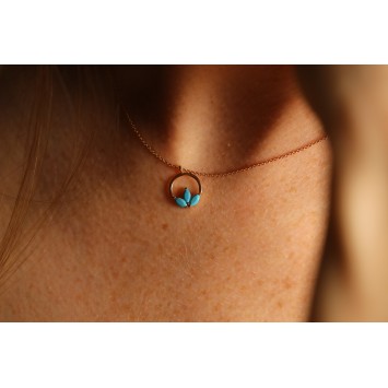 Firuze Taşlı Lotus Kolye